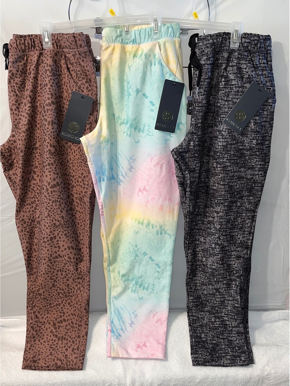 BUNDLE Scorpio Sol Women's Lounge Pants XL - 3 Pairs Tie-Dye, Animal Print & Mar